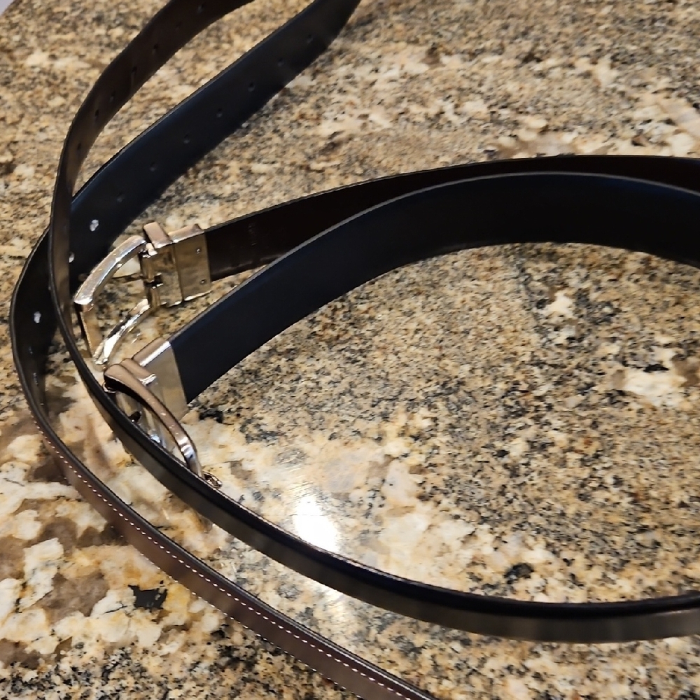 Men's Black and Brown Leather Belt